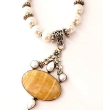 Load image into Gallery viewer, Yellow Jasper and fresh water pearl Necklace for women
