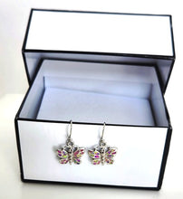 Load image into Gallery viewer, Silver Butterfly Dangly Earrings
