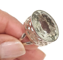Load image into Gallery viewer, Green Amethyst sterling silver gemstone oval ring

