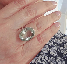 Load image into Gallery viewer, Green Amethyst sterling silver gemstone oval ring

