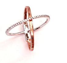 Load image into Gallery viewer, Two tone Rose gold cubic zirconia silver Ring
