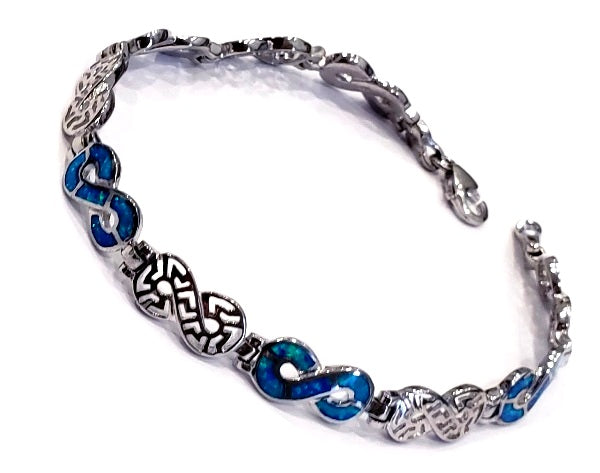 Blue Opal silver Tennis Bracelet