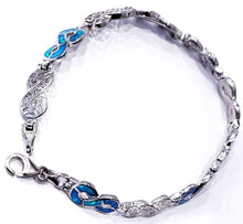 Load image into Gallery viewer, Blue Opal silver Tennis Bracelet
