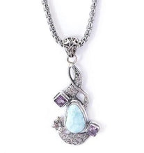 Load image into Gallery viewer, Larimar &amp; Amethyst sterling silver blue gemstone pendant
