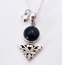 Load image into Gallery viewer, Genuine Black Agate sterling silver Necklace, Chakra Healing stone pendant Necklace
