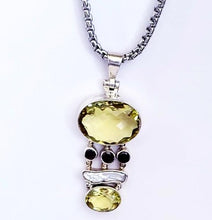 Load image into Gallery viewer, Lemon Quartz Gemstone Pedant, Multi stones silver pendant
