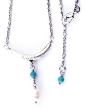 Load image into Gallery viewer, Turquoise sterling silver curved bar Necklace

