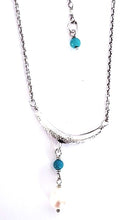 Load image into Gallery viewer, Turquoise sterling silver curved bar Necklace
