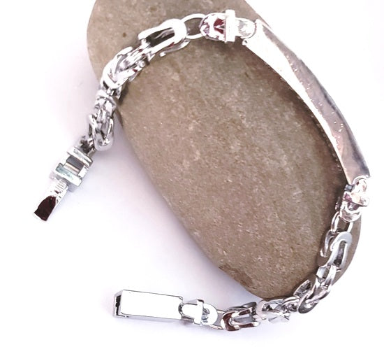 Men's silver plated Bar Bracelet