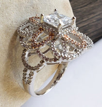 Load image into Gallery viewer, Two Tone silver wedding Cubic Zirconia Ring,
