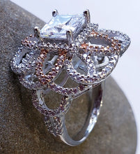 Load image into Gallery viewer, Two Tone silver wedding Cubic Zirconia Ring,
