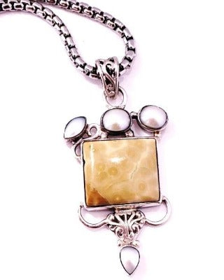Yellow Jasper sterling silver pendant, Handmade gemstone pendant, Greek jasper pendant