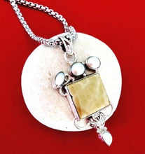 Load image into Gallery viewer, Yellow Jasper sterling silver pendant, Handmade gemstone pendant, Greek jasper pendant
